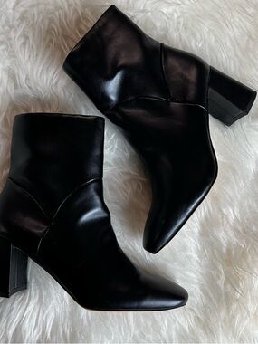 Nordstrom Black Pointed Toe Block Heel Ankle Boots